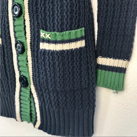 Y2K Vintage Project E Preppy Long Length Chunky Knit Cotton Cardigan Sweater - Picture 3 of 7